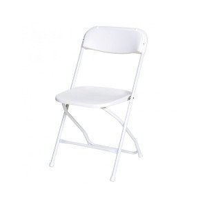 Rhino™ Plastic Folding Chair, Metal Frame, White