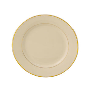 Progressive Pro. 7 Wide Rim, Ivory w/Gold Band Dinner Plate