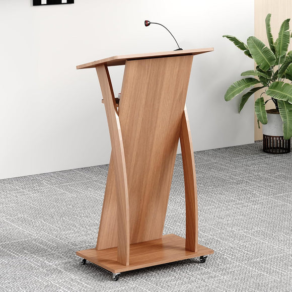 Podium Stand - Wooden w/Wheels