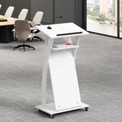 Podium Stand - Wooden w/Wheels