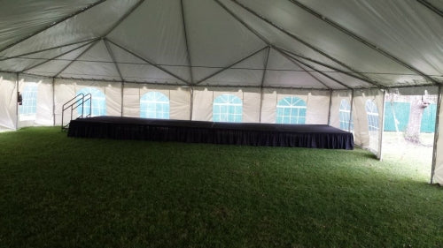 Party and event tent and stage set up